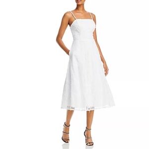 AQUA Sequined Lace Cocktail Sleeveless A-Line Midi Cocktail Dress White Size 4